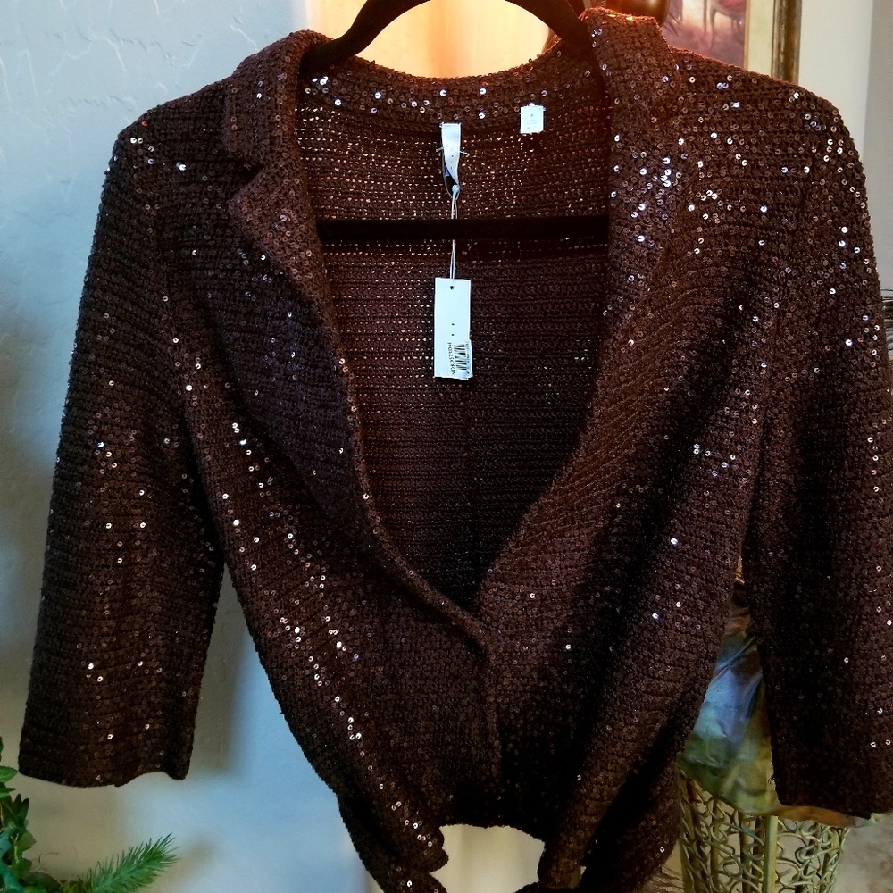 🤎Brown Sequin Women's Sweater Cardigan